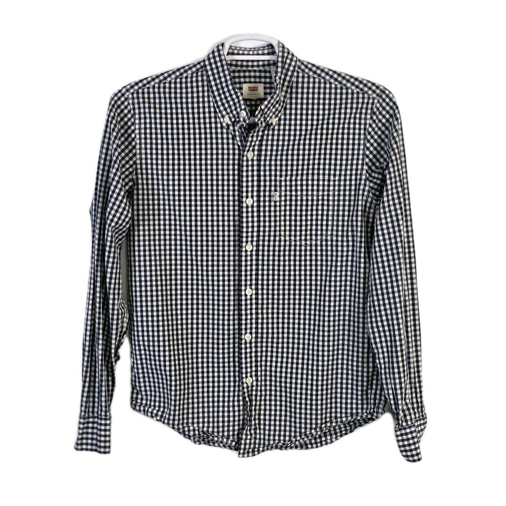 Levi's Men's Medium Black & White Check Long Sleeve Button Down Shirt